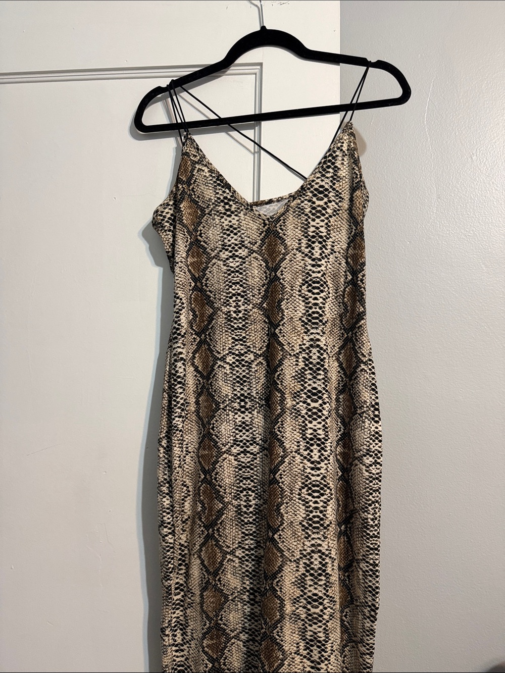 Snake Print Slip Dress in Brown